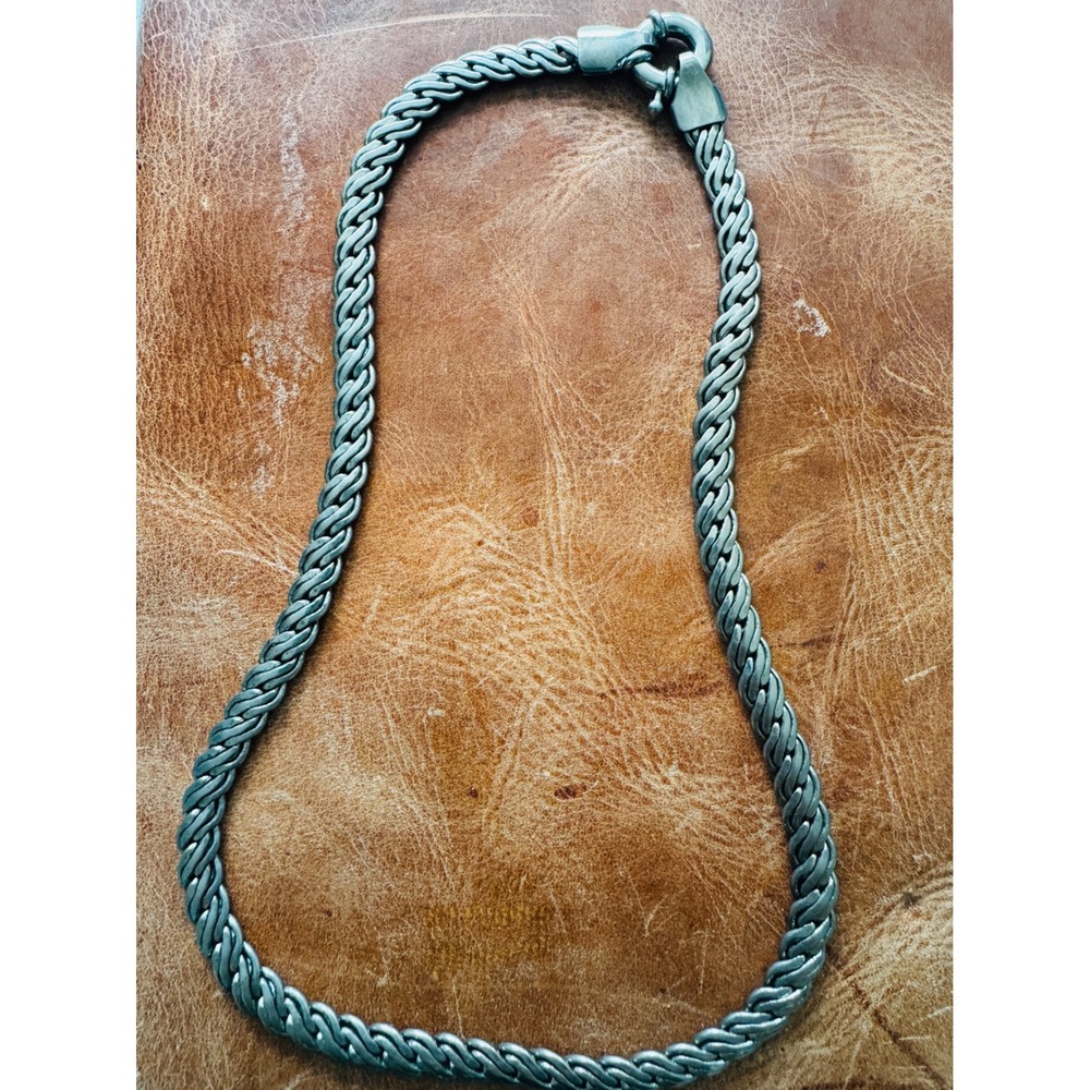 Vintage Foxtail Chain Necklace Mens 18in Stainless Steel Heavy duty clasp